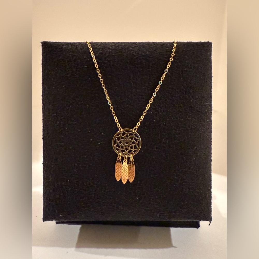 NEW Solid 10K Gold Dreamcatcher Necklace